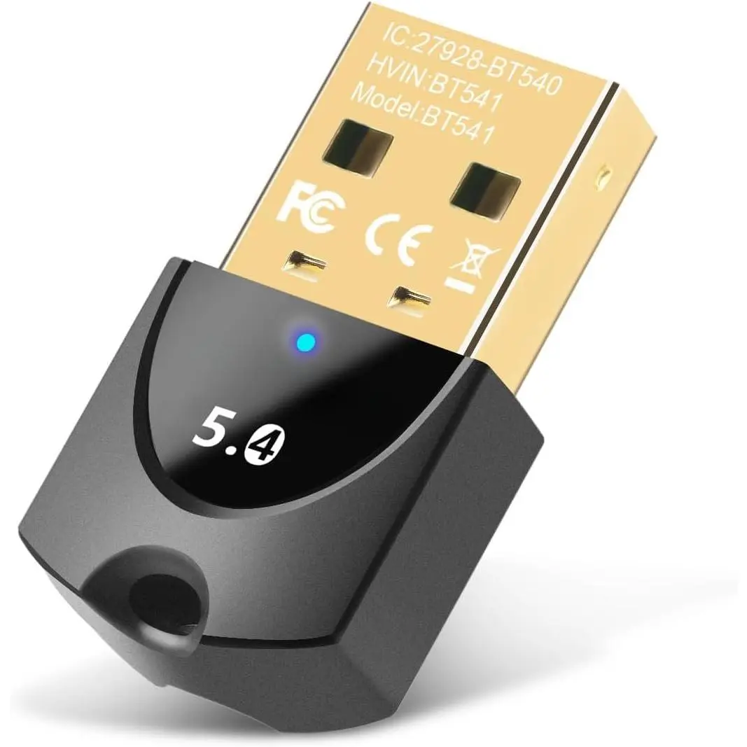 Upgraded  5.4 Adapter for PC Laptop,  USB Transmitter Dongle for Desktop Windows 11 10 8.1 7, Plug n Play  Headphones Headset Speaker  Keyboard  Controller