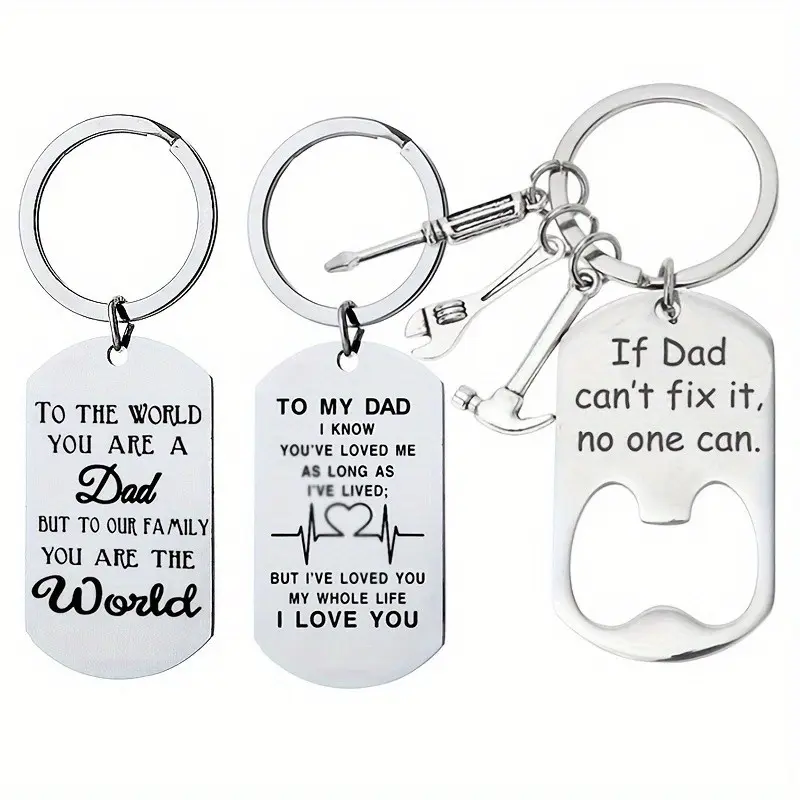 3pcs Father's Day Gift Stainless Steel Keyring, Hammer Wrench Screwdriver Mini Tool Case Additions, Creative Keychain Dad Daddy Gifts from Women Son Daughter Presents, Ideal Gift for Valentine's Day Thanksgiving
