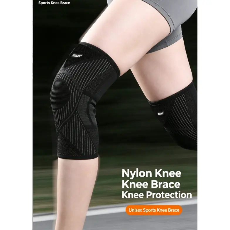 Unisex Adult One-Piece Sports Knee Support Sleeves, Shock Absorbing Anti-Collision Knee Protector, Non-Slip Compression Knee Brace for Weightlifting Gym Training Running Cycling Hiking Outdoor Sports