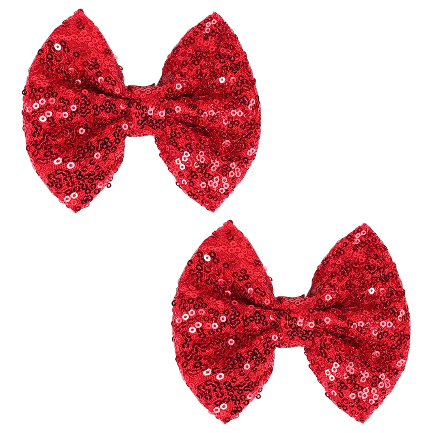 Love Fairy Glitter Bow Hairpin - A sparkling sequin bow tie hair clip, 5 inches,  for girls, teens, and women (Red)