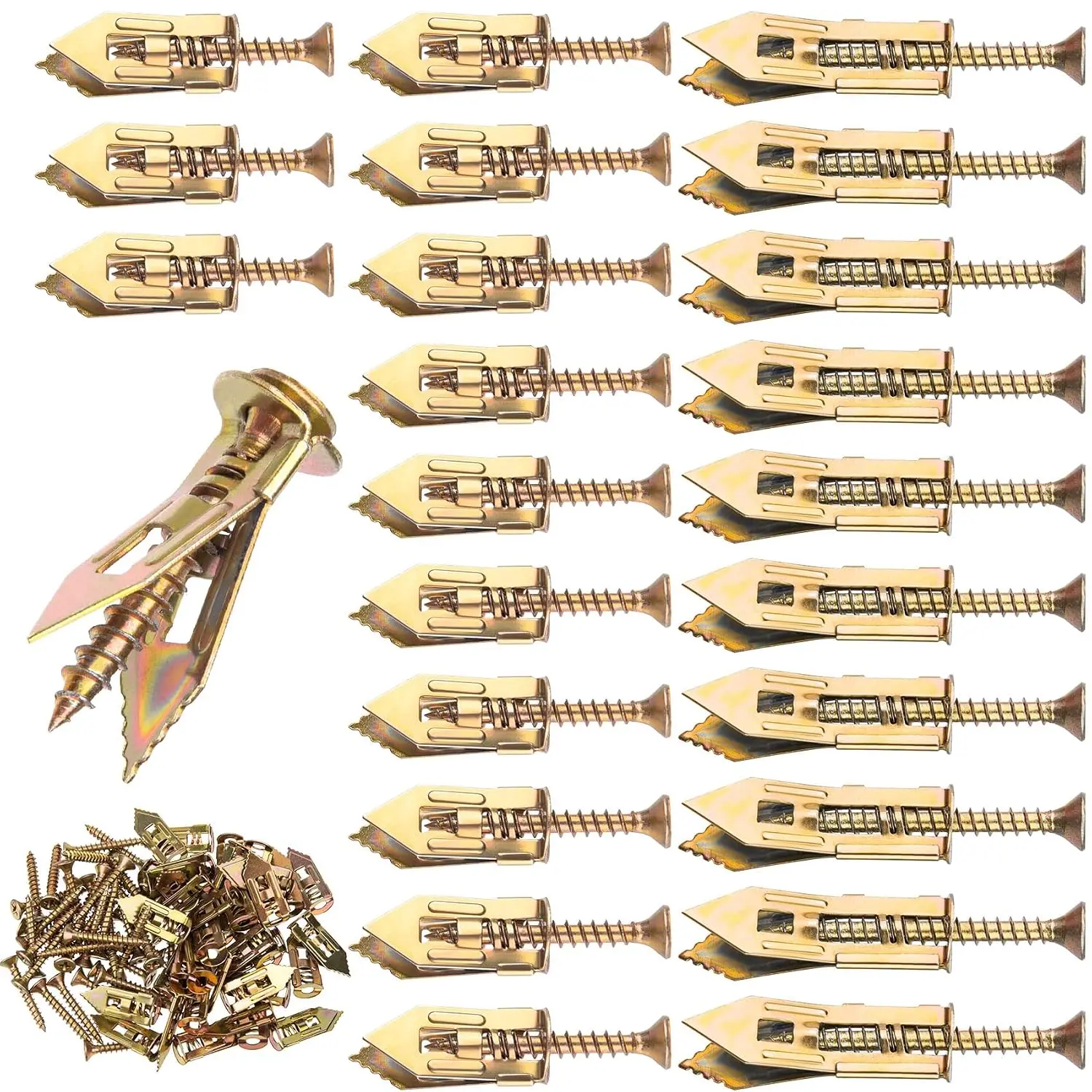 30 Sets Self-Drilling Drywall Anchors with Screws Kit, Heavy Duty No-Drill Wall Anchors, Metal Expansion Screws for Wall Lights Picture Frames Curtains Shelves Blackboards-