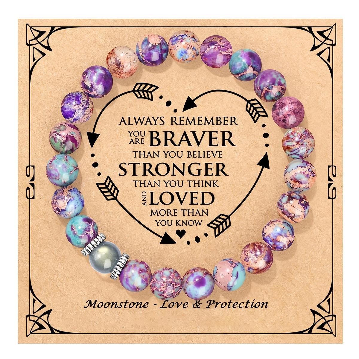 Elegant Moonstone and Colored Rhinestone Bracelet - Includes 'Always Remember You Are Braver' Inspirational Gift Card - Ideal Choice for Daily and Holiday Occasions - Everyday Wear Accessory| Elegant Bracelet