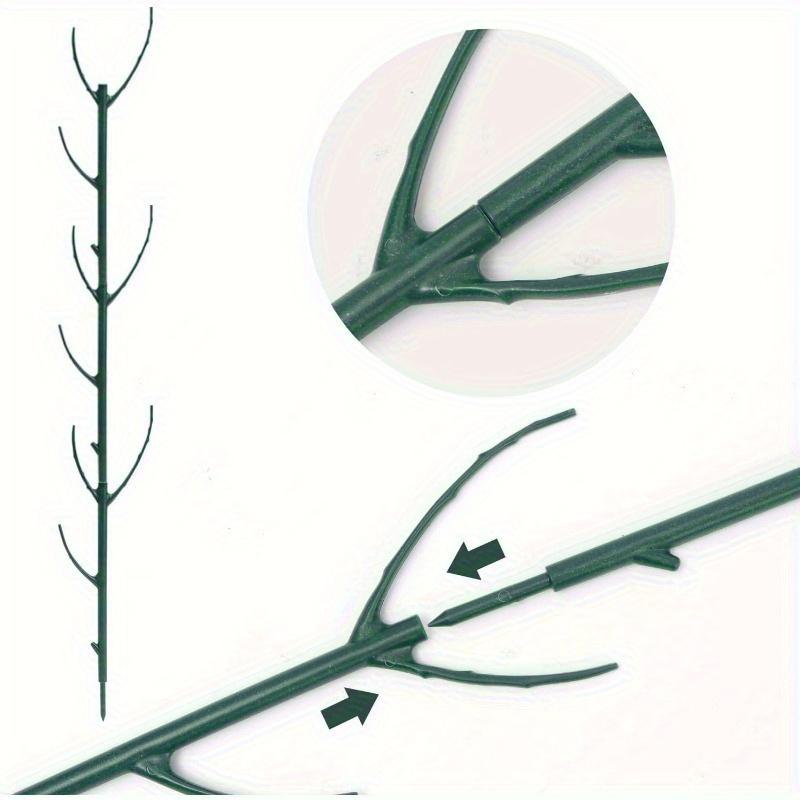 10 Pieces Stackable Plant Support Stakes with 2 Rolls of Tape - Green Plastic Cages for Tree Branch Fencing, Climbing Plants, and Indoor/Outdoor Potted Flowers, Climbing Plant Support|Leaf Design Stake|Durable plastic stakes, plant support clips