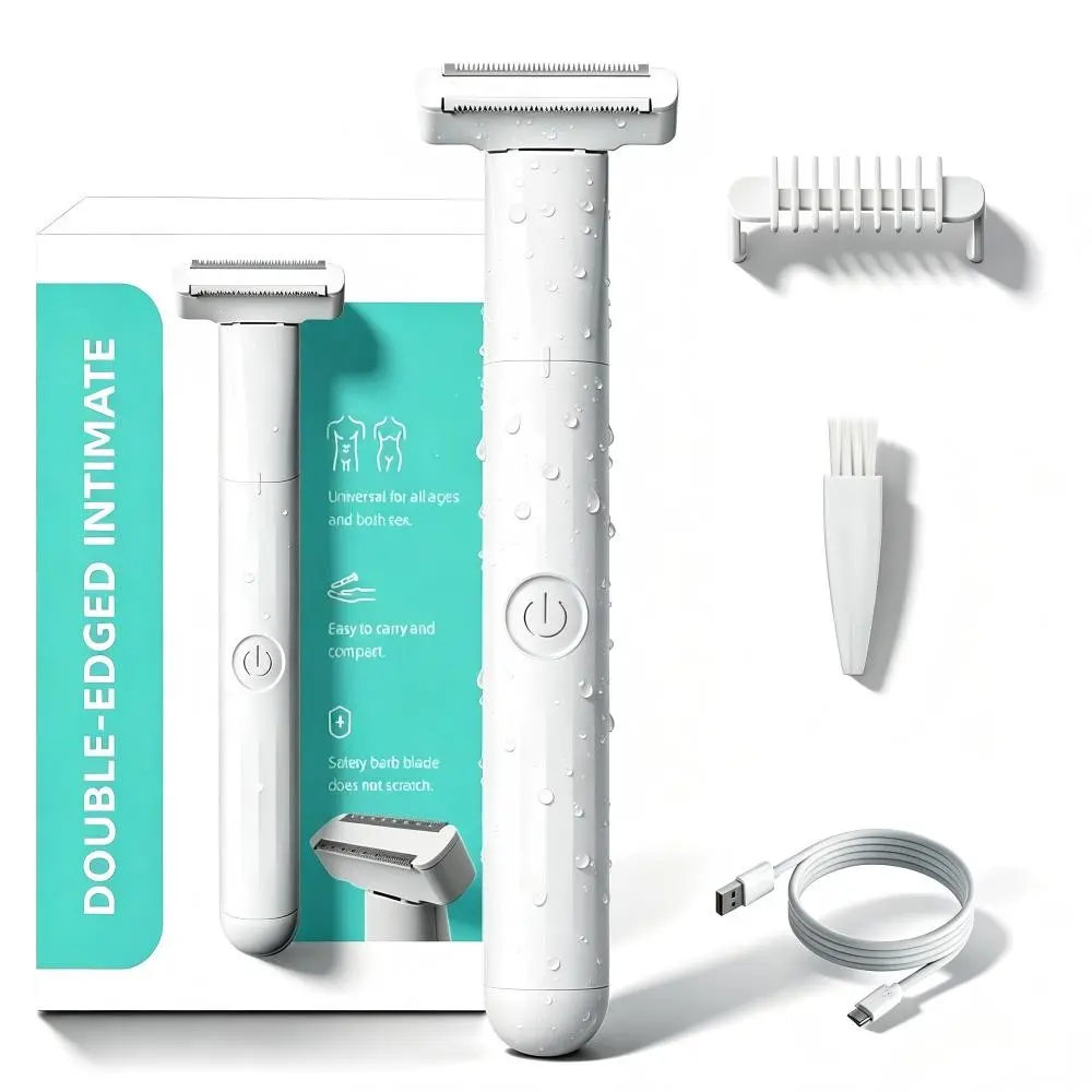 Largner Dual-Edge Private Trimmer, Waterproof, Safe Skin Blades, USB-C Rechargeable, Dry/wet Use, Unisex Razor for Sensitive Areas