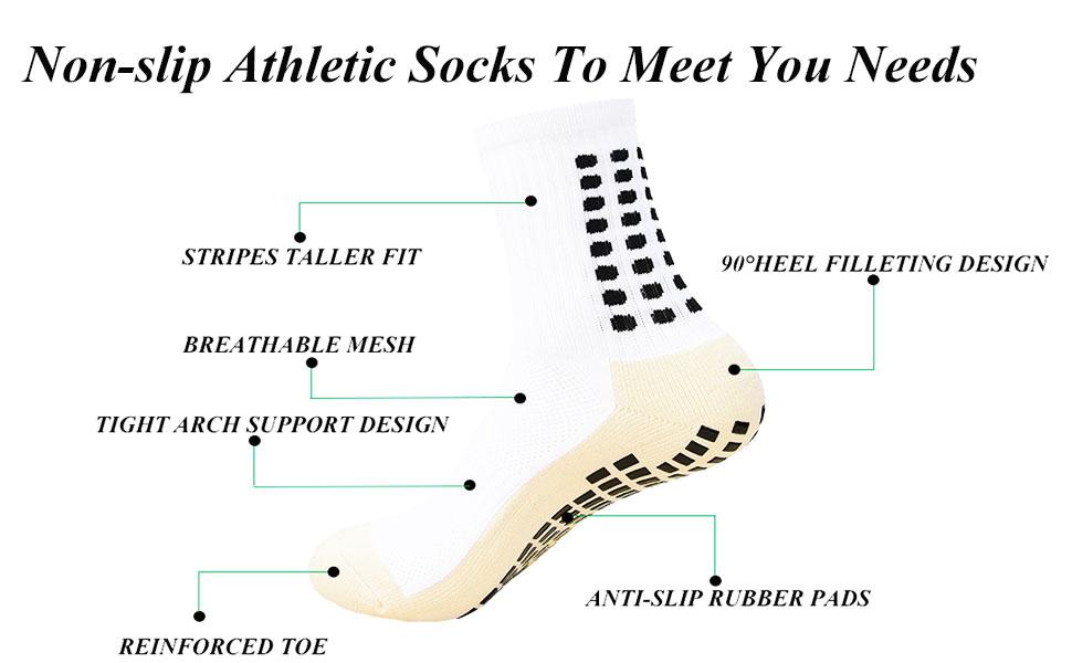 3 Pack Men’s Grip Soccer Socks, Anti Slip Athletic Socks with Non Slip Pads, Football Basketball Sports Grip Socks, Breathable Stretch Fit for Training Gym Running, Performance Sportswear Essential