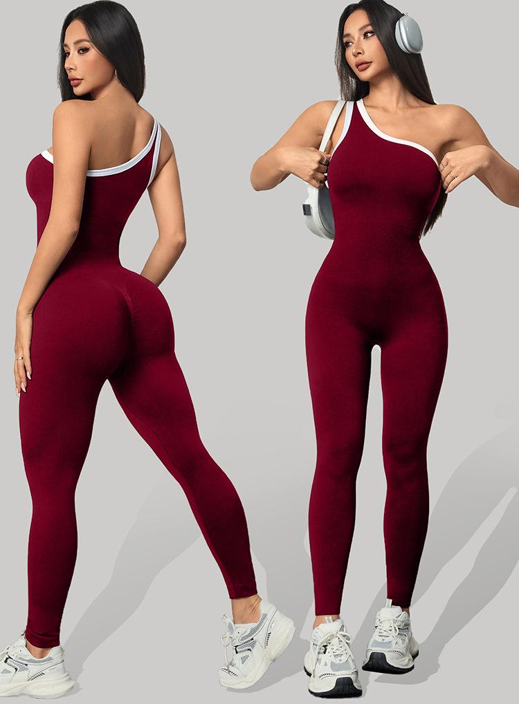 Women's Colorblock Backless Knit Yoga Jumpsuit |   Sleeveless Tummy Control Workout Romper Spring Summer Casual Sportswear