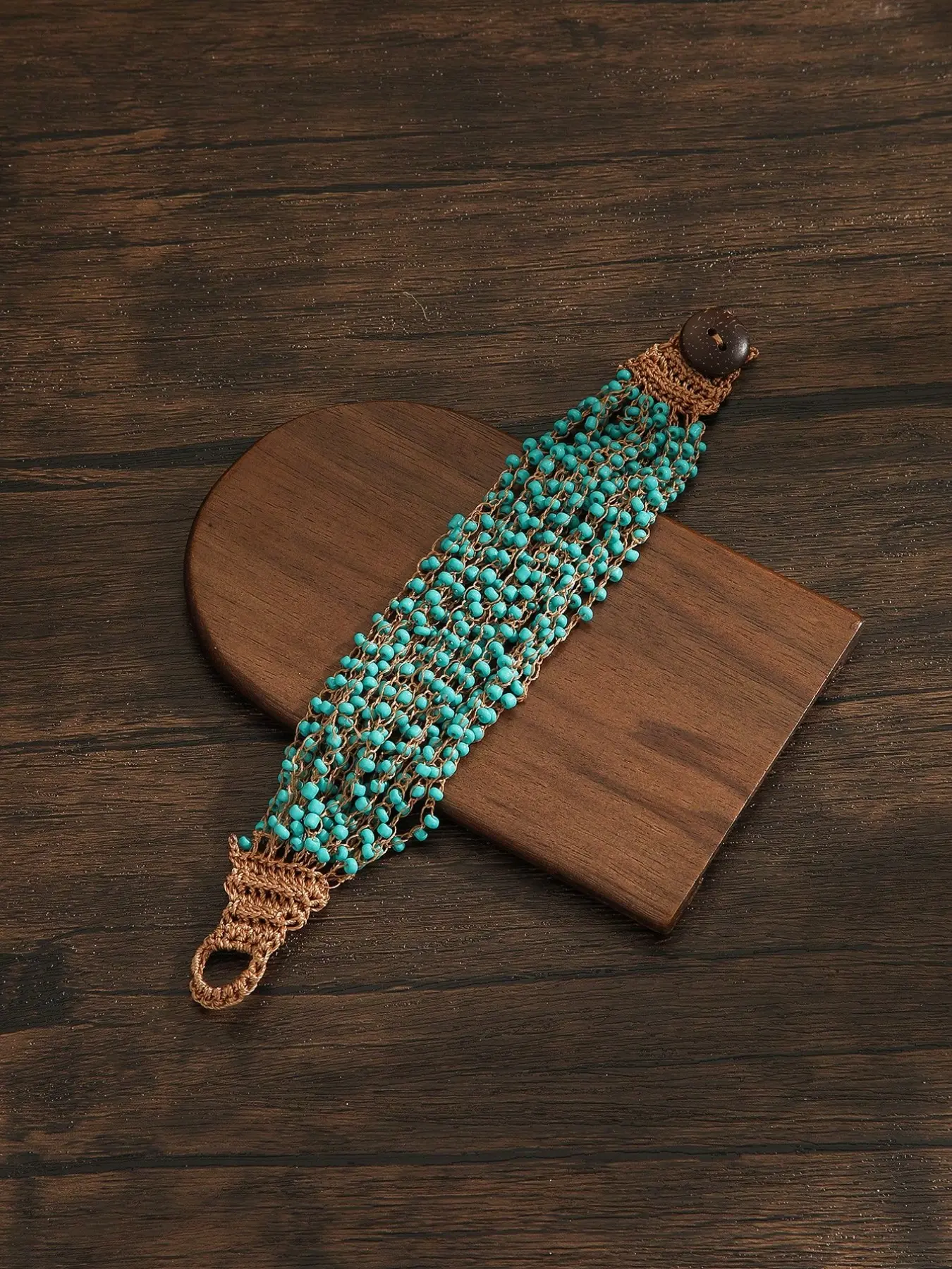 1pc Women's Fashion Bracelet, Bohemian Style, Retro Style, Crochet Beaded Bracelet, Handmade Beaded Woven, Suitable For Daily Wear, Holiday Party, Couples, Holiday Gift