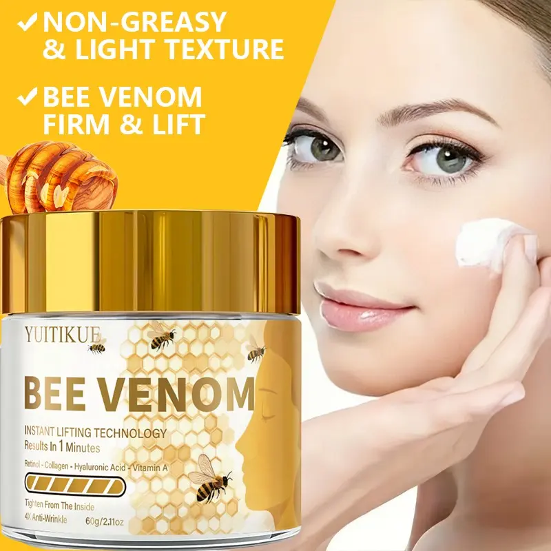 Yuitikue Bee Venom Firming Face Cream, Instant Lift, 4x Anti-Wrinkle, Contains Retinol, Collagen, Vitamin A, 60g, Beauty Cream