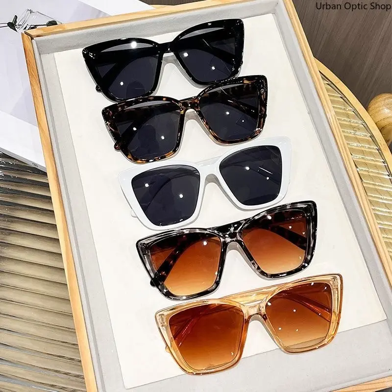 XUH Women 5 Pack Trendy Oversized Cat Eye Square Sunglasses Set, UV400 Protective Anti-Glare Dark & Gradient Lenses, Lightweight Tortoiseshell Black White Amber Fashion Eyewear, Perfect for Summer Outfits, Beach Vacation, Streetwear, Travel & Daily Casual