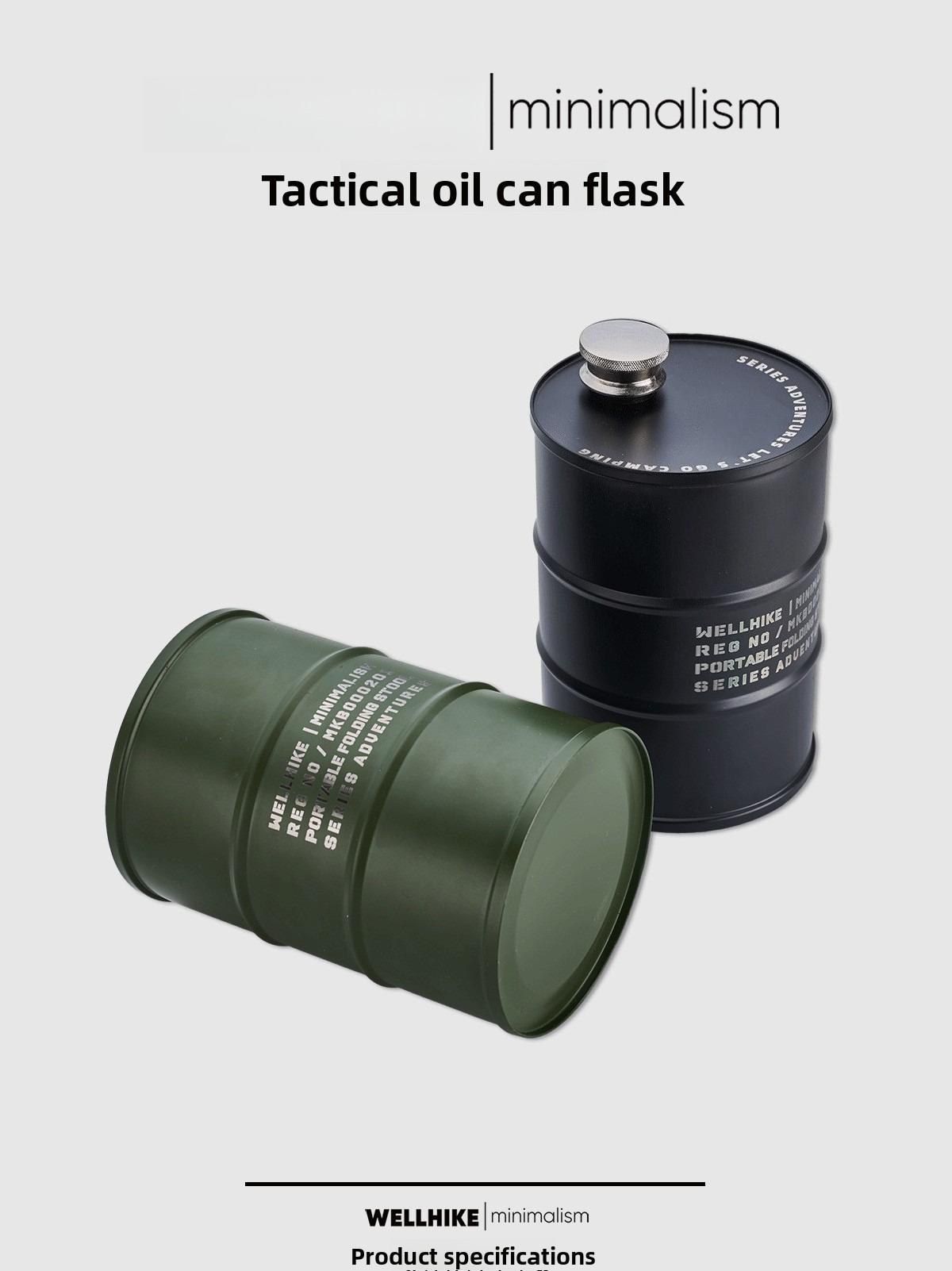 Outdoor 304 stainless steel 750ml oil barrel wine jug Outdoor portable cylindrical liquor bottle Fuel barrel wine jug