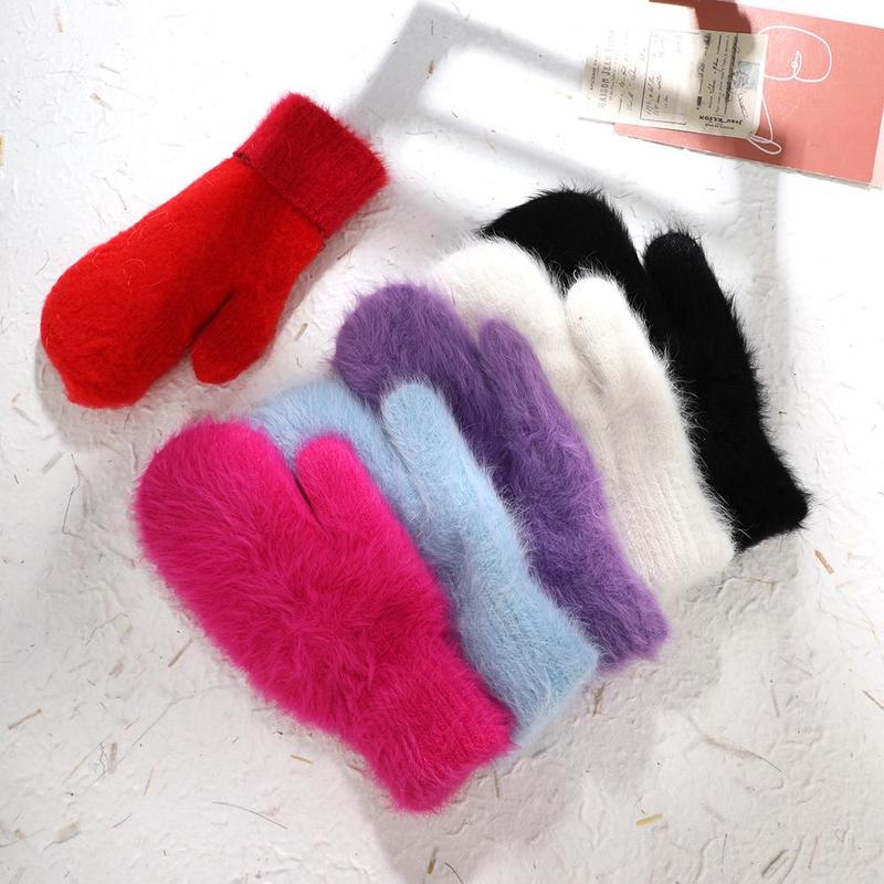 Women Winter Warm Cashmere Gloves Elastic Full Finger Mittens Soft ...