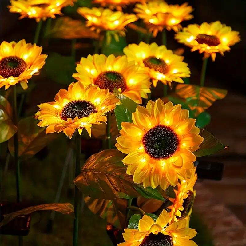 Solar Powered Sunflower Shaped Garden Light, 1 Count Outdoor Decorative Stake Light, Landscape Solar Lamp, Outdoor Lawn Lamp, Ground Stake Light