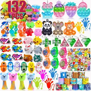 132 Pcs Party Favors for Kids, Prizes Treasure Box Toys for Classroom, Goodie Bag Stuffers, Pinata Filler, Treasure Chest, Prize Box Toys, Birthday Squishy Giftsfidget toys