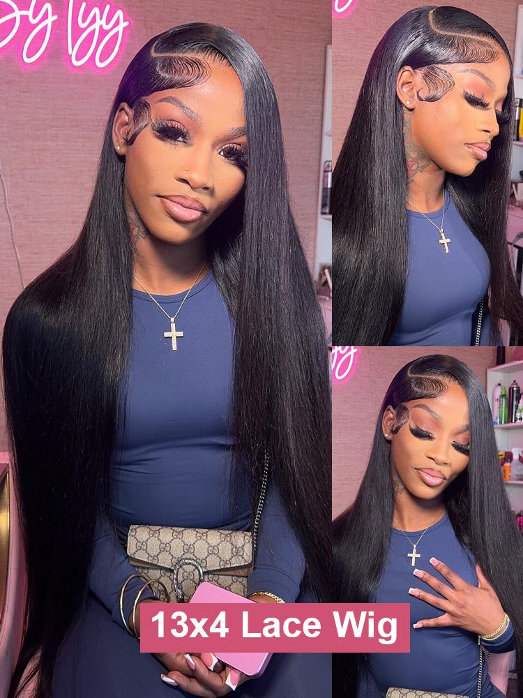Wear and Go Human Hair True to length Brazilian 5x5 Glueless Wig 42 Inch 13x4 13x6 HD Transparent Bone Straight Lace Frontal Wig