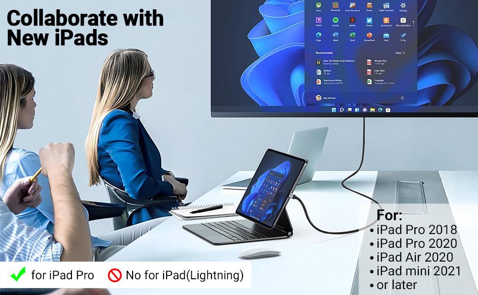 USB C to HDMI Cable 4K@60HZ (2M/6.6FT), USB C to HDMI Adapter New Nylon, USB-C to HDMI Cable Unidirectional [Thunderbolt 3/4 Compatible] for MacBook Pro/Air, iPad Pro,Samsung S Serise, Accessories, Nylon Braid
