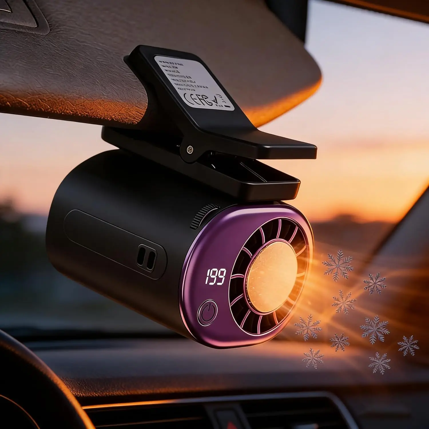 2026 Car Clip on Fan Air Conditioner Fan with Led Display - 360°Rotation, 199 Speeds Adjustable USB Rechargeable Portable Personal Cooling Fan For Car 16℃ Semi-Cooling Wide Clamp