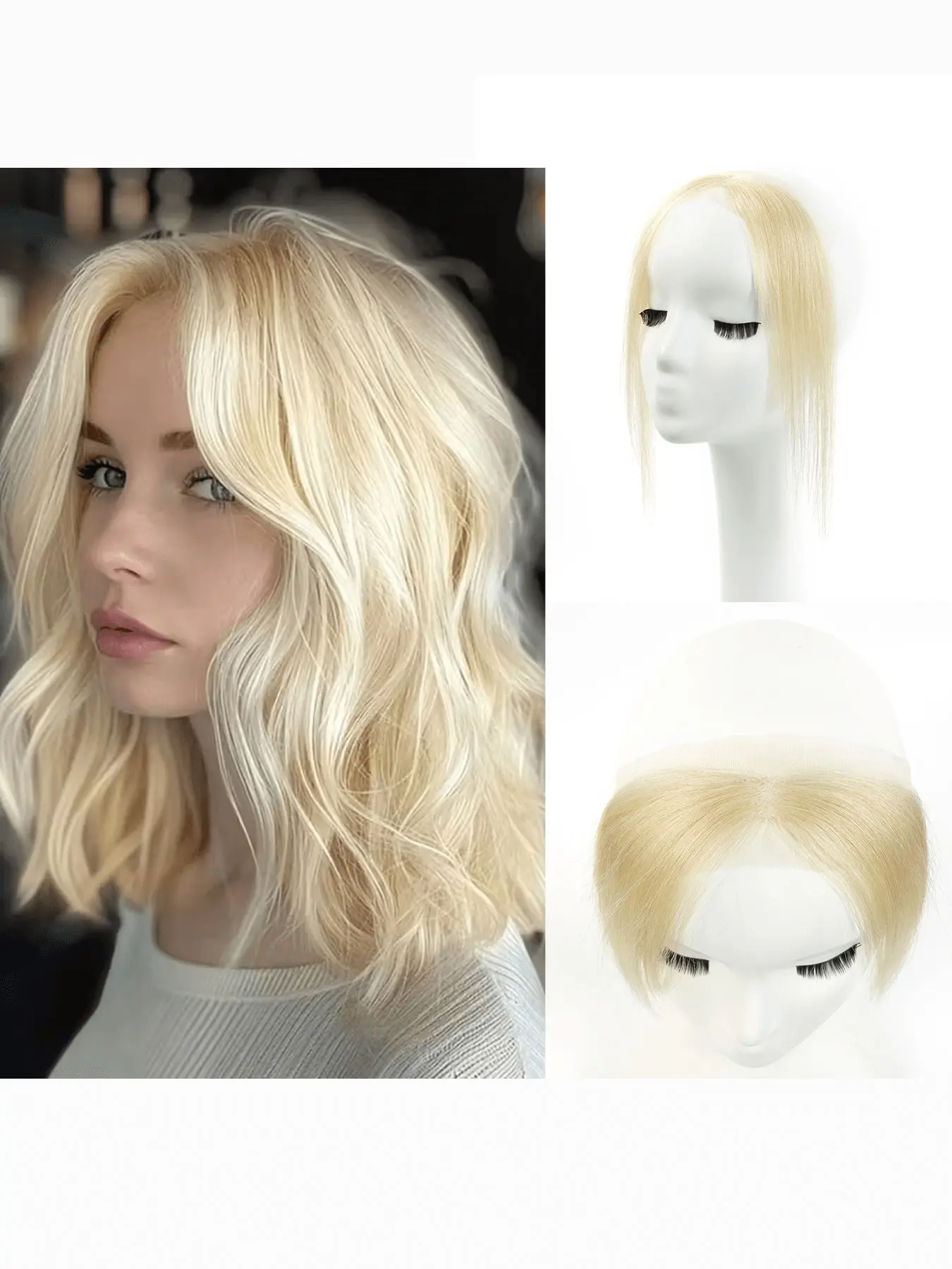 Lace Front Human Hair Side Part Bangs, Invisible Breathable Natural Look, Easy Clip-On, Perfect for Daily Wear, Office, Dates, Photoshoots