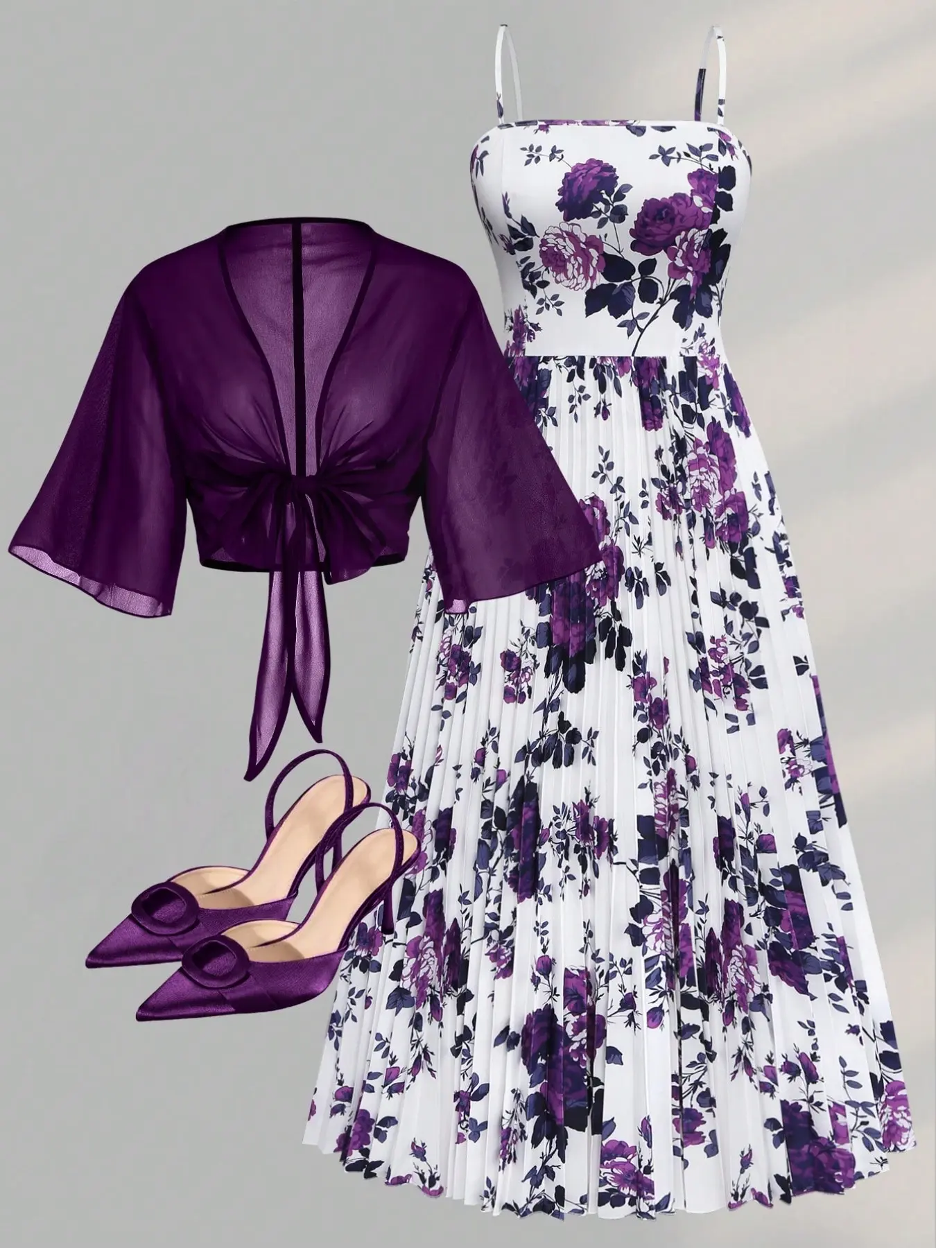 Elegant Floral Print Dress Set for Women, Chiffon Jacket and Skirt Two-Piece, Perfect for Vacation and Dates, Cute and Chic Ladies Ensemble