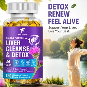 Fulimiks 28-in-1 Liver Cleanse & Detox Supplement, Milk Thistle Silymarin, Choline, Zinc, Dandelion, Artichoke, Turmeric Complex, Vegan Liver Support Capsules, 120 Count 60 Day Supply