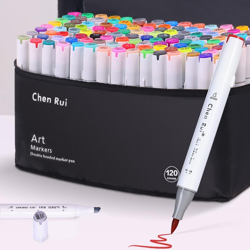 Alcohol Based Brush Markers, Art Markers Pen, 80/120pcs/set Double Tipped Art Marker Set, Refillable Dual Tips Marker Set for Artists Adults Coloring Sketch