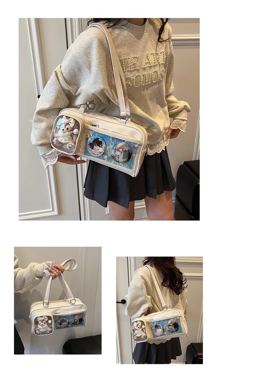 New Y2K Cute Ita Bag Large Capacity Fashion Shoulder Bag Lolita Girls Transparent Cosplay Underarm Bag DIY Badge Display Handbag