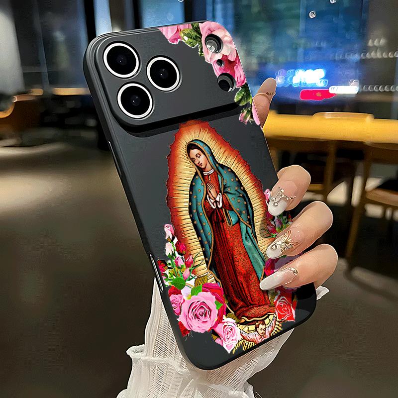 Virgin Mary flower Soft&Flexible TPU Silicone Phone Case For iPhone 17 Pro Max AIR 16 15 14 13mini 12 11 Plus XR XSMAX Cases For Samsung Galaxy S26 Ultra S25 Edge S24 S23 S22 Plus  Durable|Shockproof|Full Camera Protection