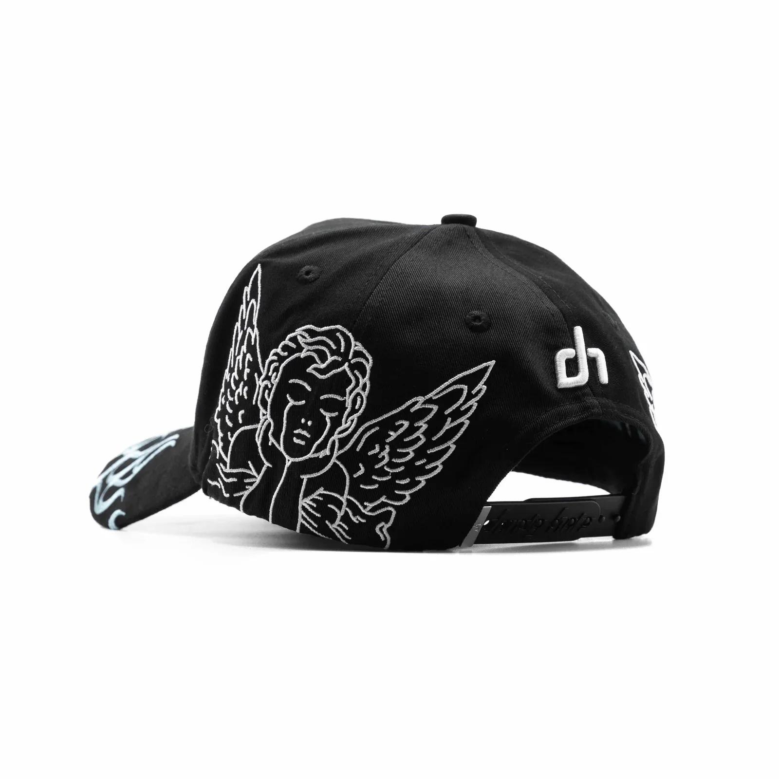 Dandy Hats Los Angeles Dandy Club Premium Streetwear Snapback – Black Adjustable Unisex Hat for Men & Women Featuring Bold Embroidery and Flame Brim Detail Inspired by Modern Street Fashion