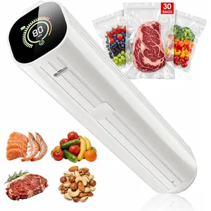 Compact Vacuum Sealer for Food with 30 Reusable Vacuum Bags, Powerful Handheld Machine with LED Pressure Display, Portable Food Vacuum Sealer