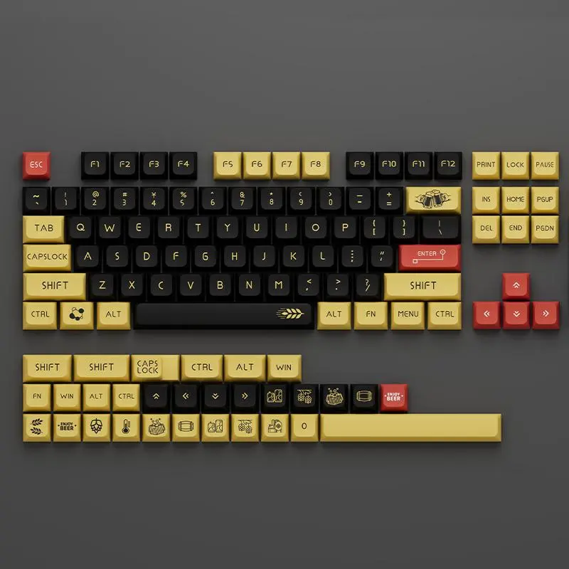 Wave Graffiti Cartoon Urban Style Design Keycaps, PBT Sublimation Process Heat Material Keycaps, Universal Mechanical Keyboard Keycap Set with Key Puller