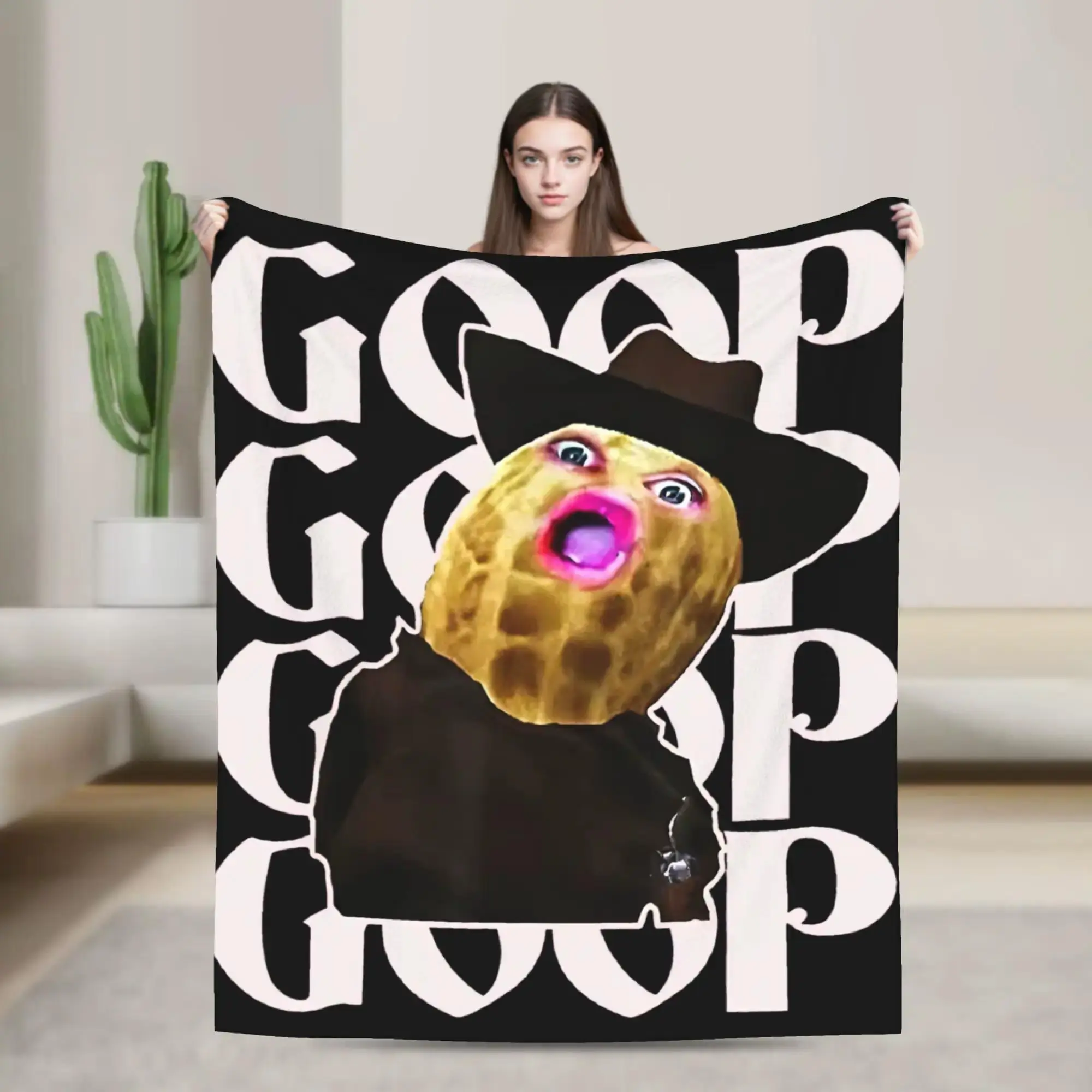 Funny Goop Goop Cowboy Peanut Meme Soft Cozy Flannel Throw Blanket Multi-Scene Sofa Bedroom Picnic Decor, Matches cooling blankets pillows couch cover bedding set, Trendy Birthday Christmas Holiday Gift For Teens Viral Meme Fans