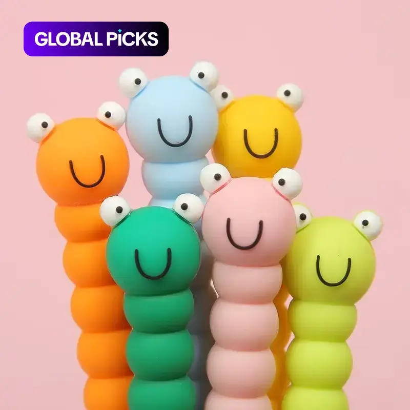 Cute Silicone Colorful Caterpillar Gel Pens, Cartoon Insect Quick-Dry Pens, Fun Creative Stationery Gifts, Office Supplies, School Essentials #GLOBAL PICKS