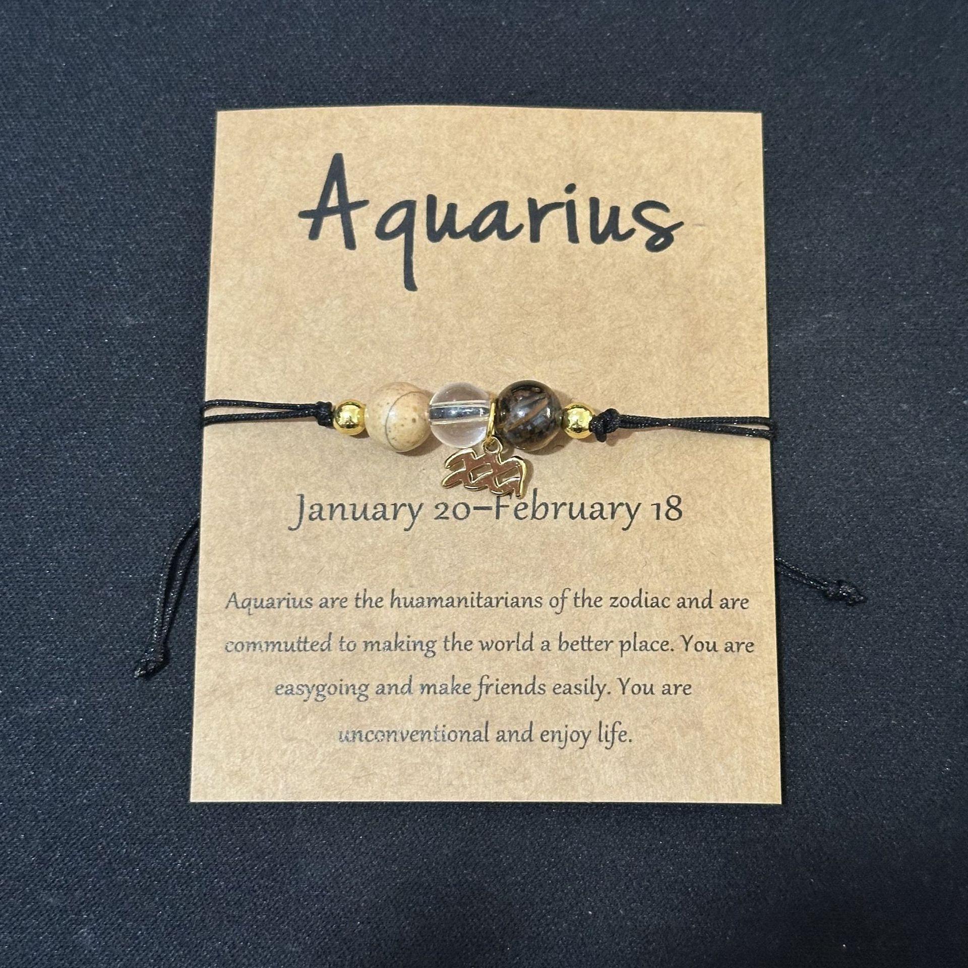 New 12 Zodiac Handmade Braided Rope Bracelet for Women| Citrine Crystal Natural Stone Beaded Cord Bangle| Astrology Jewelry with Gift Card