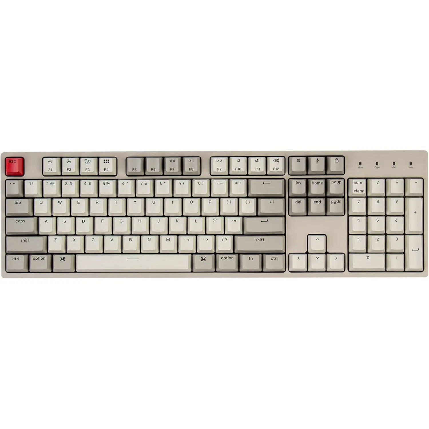 C2 Full Size Wired Mechanical Keyboard, Red , Retro