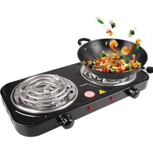 Electric Countertop Burner, Double Burner, 2000W Induction Cooktop, Portable Electric Hot Plate, 5 Level Adjustable Temperature Control Cooking Ranges for Home Dorm Camping Cooking
