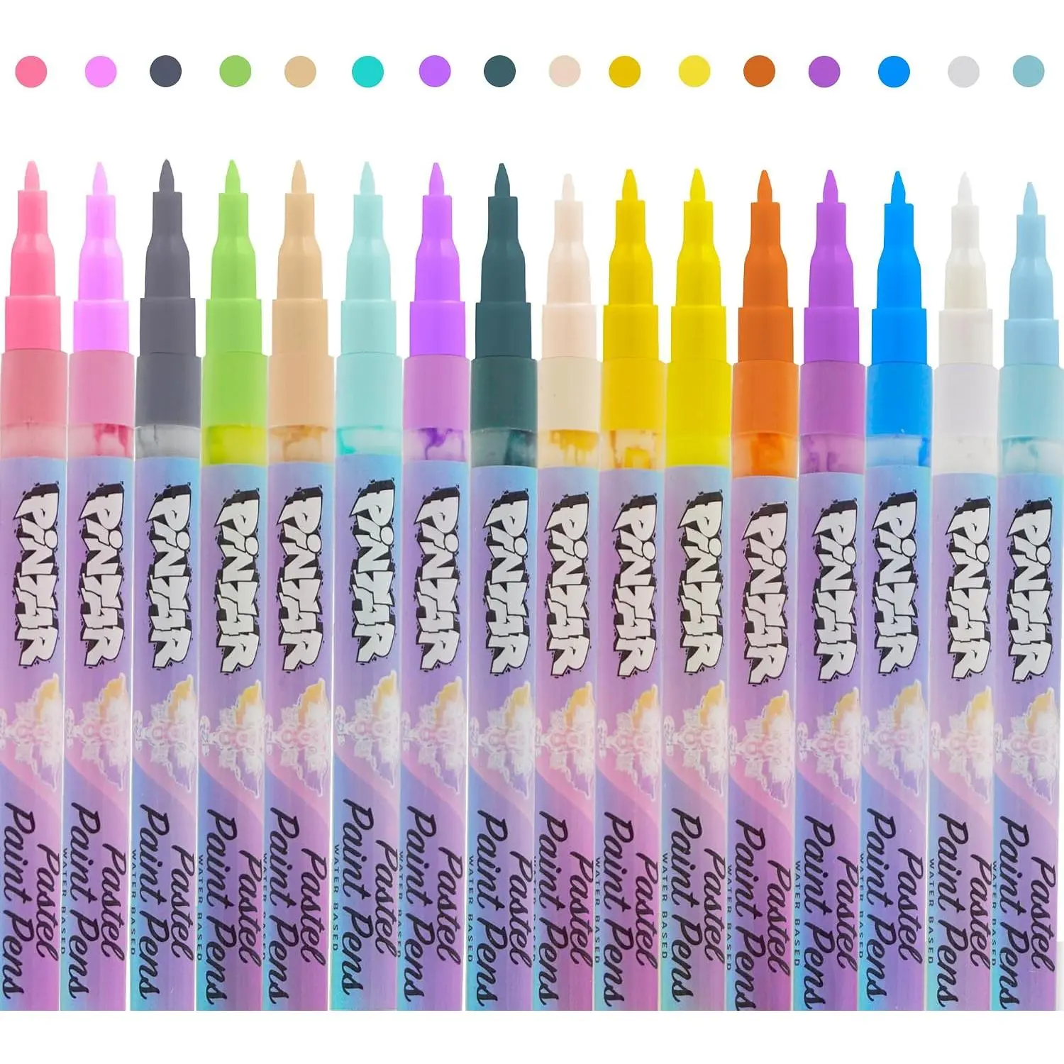| 16 PACK | Pastel   Markers Extra Fine Tip | Rock Painting, , Glass, Leather, Shoes |  Pens Set | Pack of 16, 0.7 mm