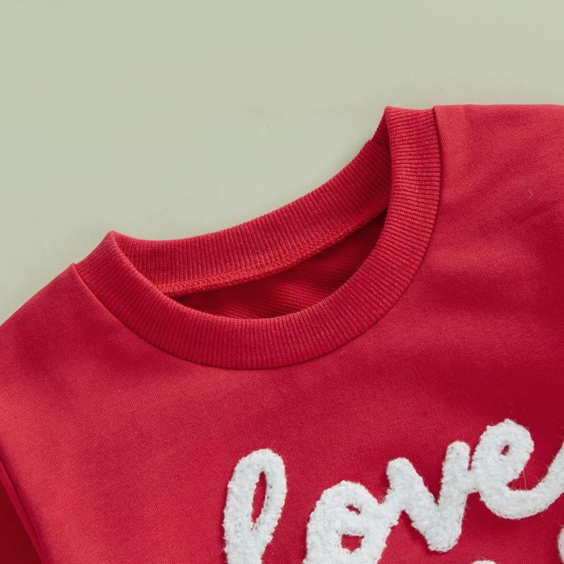 Toddler Baby Little Boy Girls Easter Sweatshirts Long Sleeve Letter Heart Embroidery Pullover Tops Spring 6M-5Y