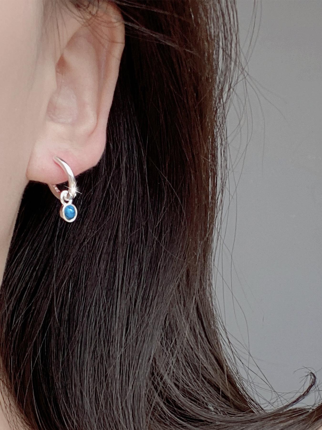 925 Sterling Silver Fashion Blue Turquoise Decor Hoop Earrings, Elegant Jewelry for Women, Trendy All-match & Exquisite Jewelry for Birthday Gift