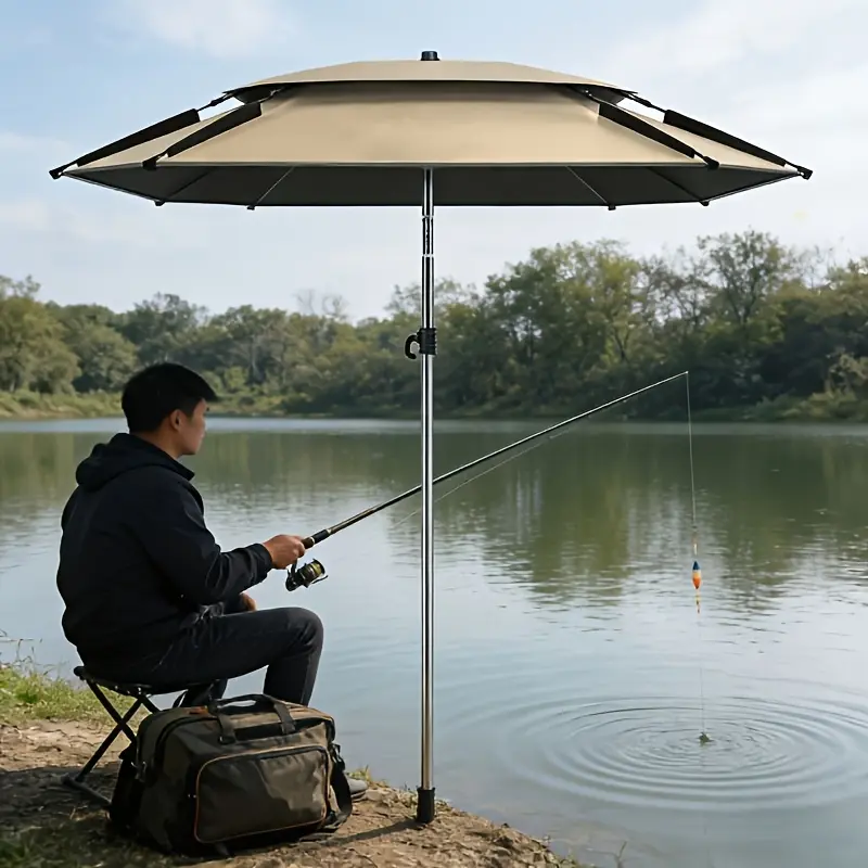 A Large-Sized Fishing Umbrella Measuring 240Cm/94.49Inch, Featuring a 360 °   Adjustable Square Design, Suitable for Sunshade, Garden Use, Beach Outings, And Portable Outdoor Camping