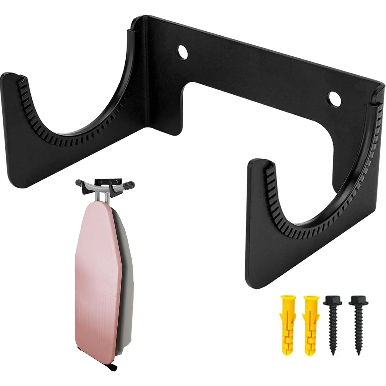 Ironing Board Hanger Wall Mount, Iron Board Hook, Ironing Board Holder Organizer Wall Rack for Y or T , Laundry Room, Black
