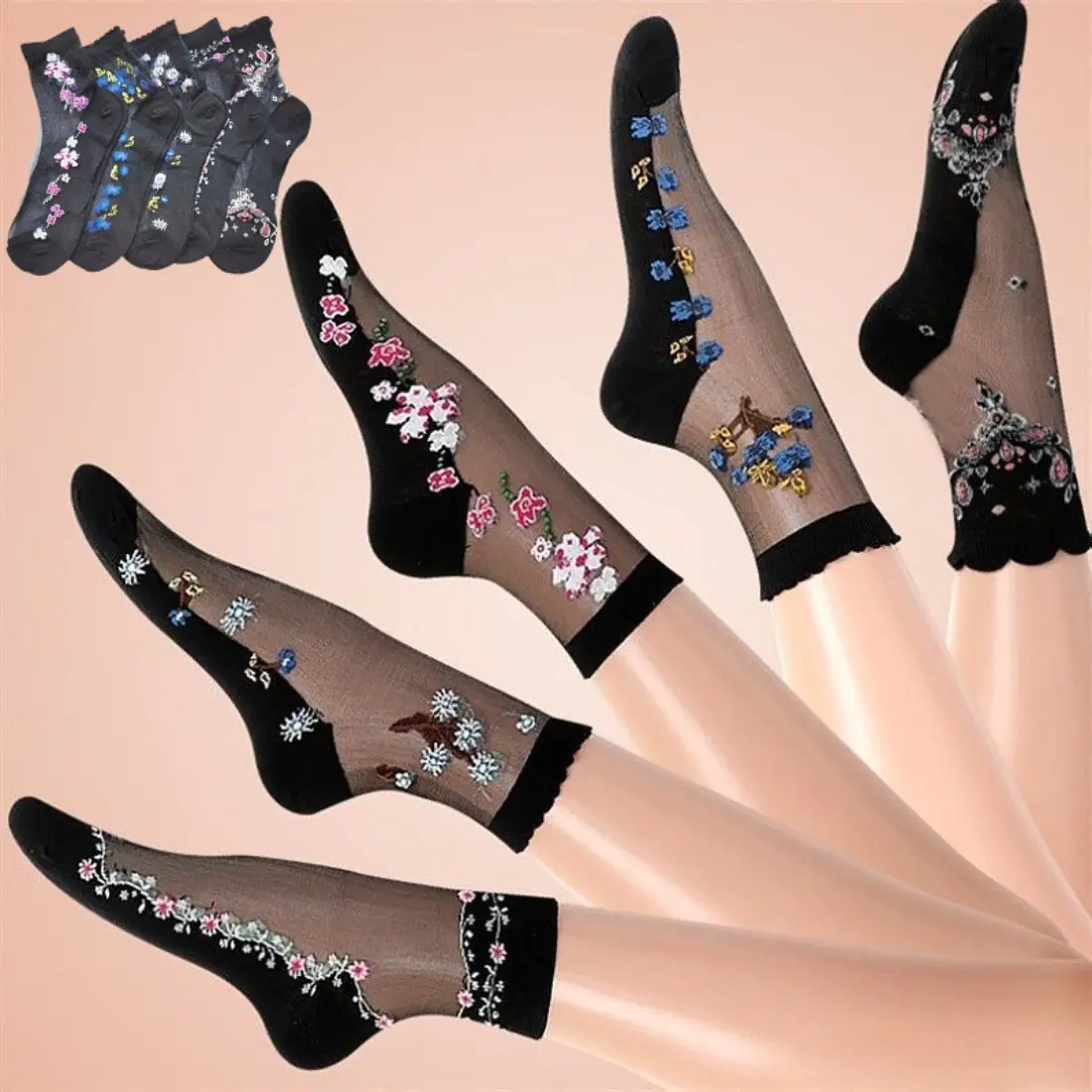Women's Sheer Knee High Socks, Thin Transparent Crystal Glass Socks for Mature & Older Women, Lightweight Black Stockings with Smooth Stretch Fit, Elegant Dress Socks for Everyday Wear, Work & Special Occasions