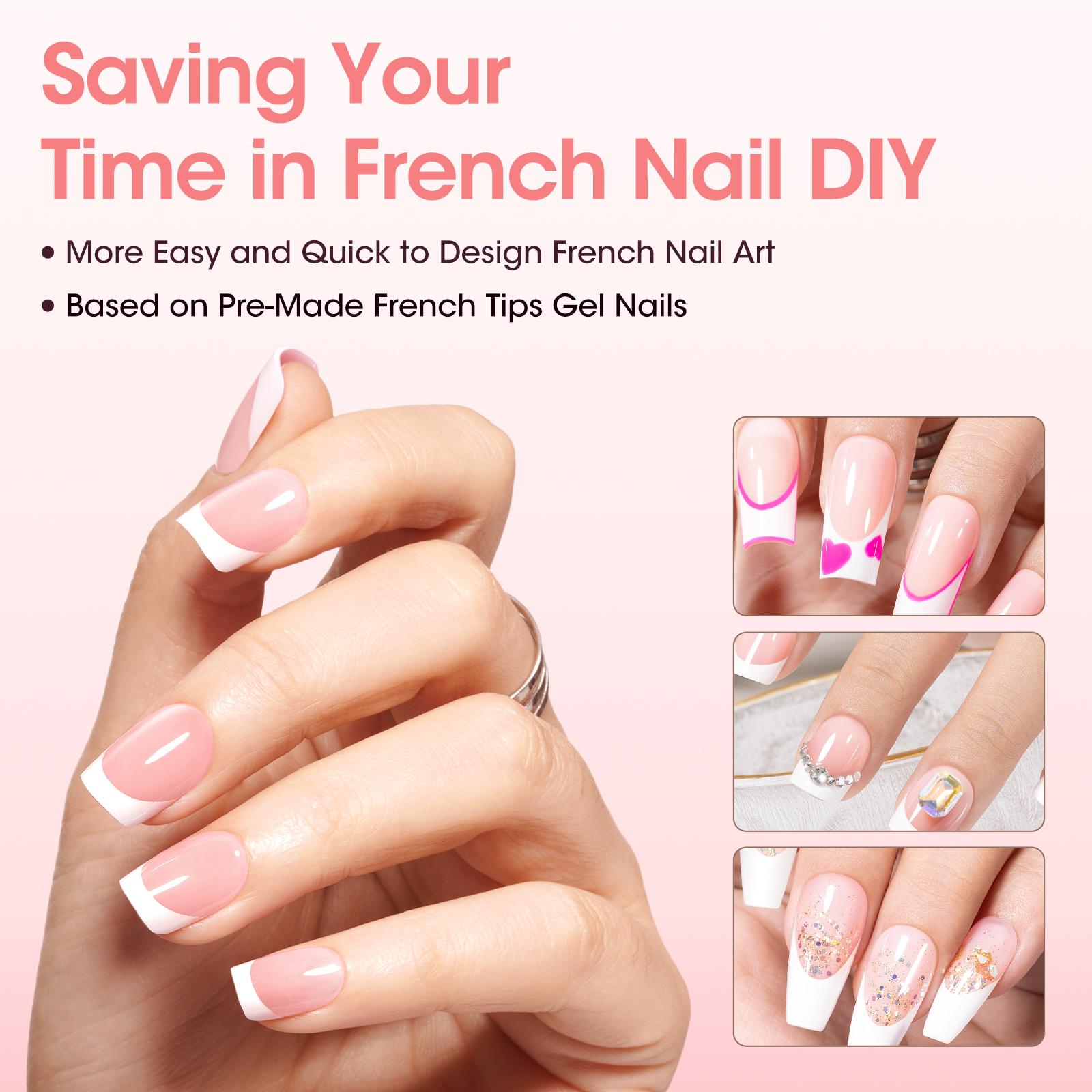 Gellen Milky Short French Tip Press-On Nails  (150pcs 15 sizes) NO glue included