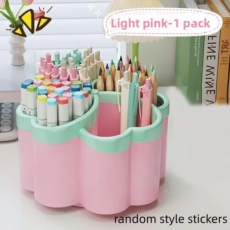 New Thick Rotating Desktop Storage Box, 360° Rotation, 4 Large Spaces, Desk Organizers, Office Supplies, School Essentials, Multifunctional Stationery