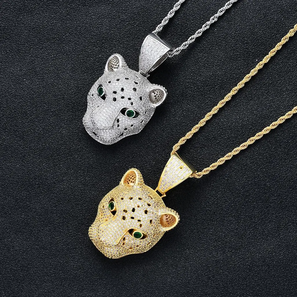 Men’s RCC Metal Coating Necklace with 2-70 Micro-Zircon Inlay Leopard Head Charm, Shiny Panther Decor, Male Fashion Costume Jewelry (Pendant Shape: Leopard Head), Unisex Wear, No Warning Applicable trendy costume jewelry, Fashion Jewelry