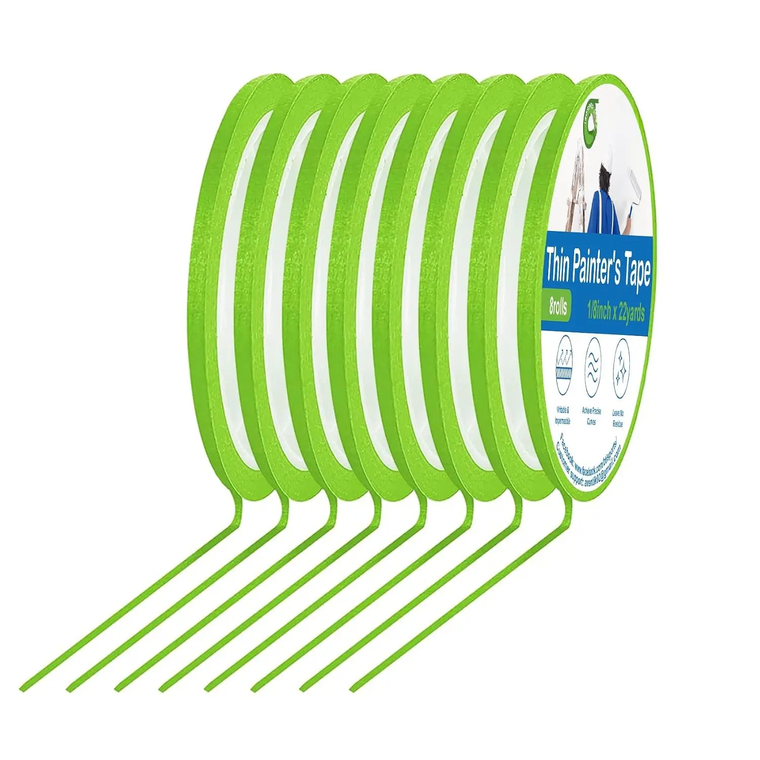 Thin Painters Tape 1/8", 1/4", 1/2" Width Options Painter's Tape  Tape Fine Line Masking Tape, Pinstriping Tape, DIY Art, Wall Decoration,  Auto   Selection 3" Large Core
