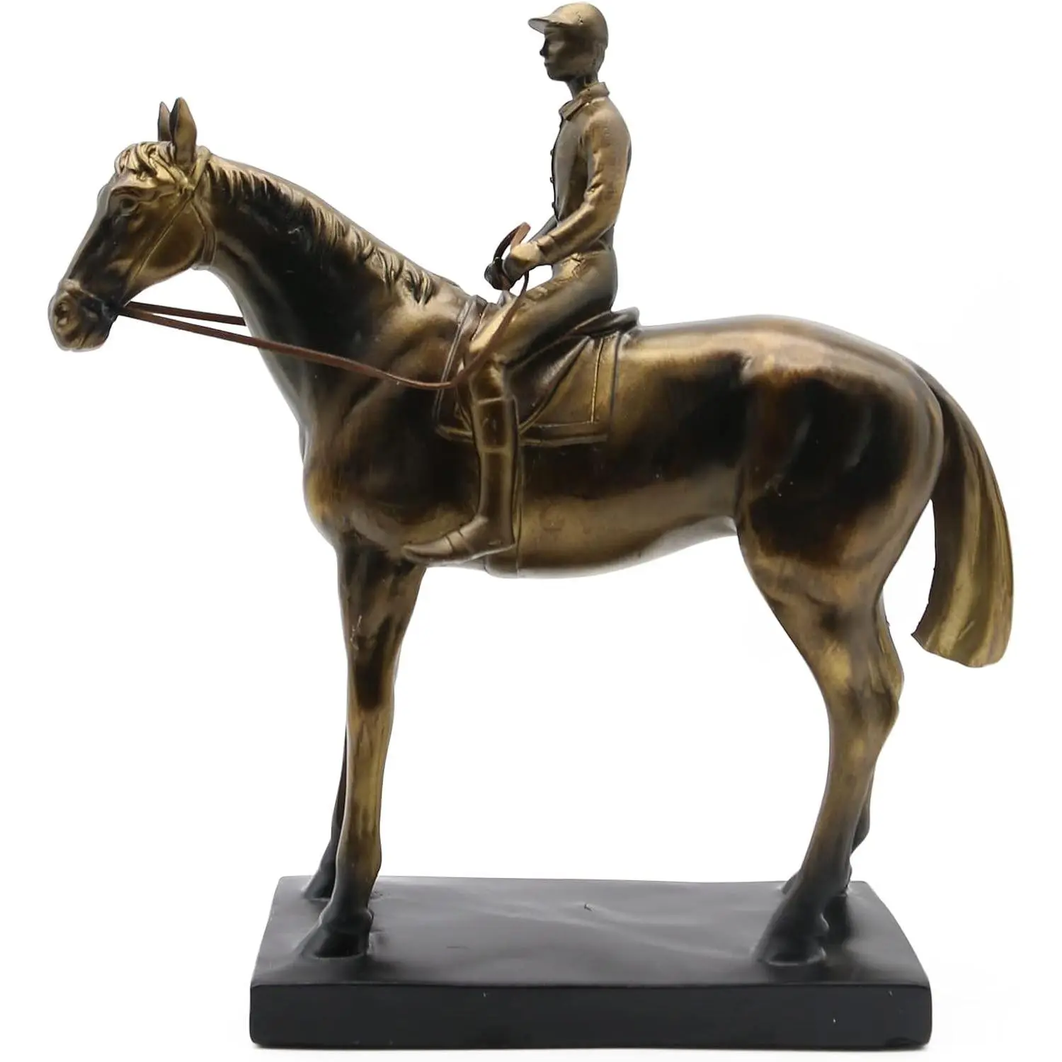 Lukitas Horse Rider Statues Sculptures, Racing Figurine Home Decor 10.5'' | Equestrian Gift for Horse Lovers, Horseback Riding Ornament for Desk Shelf, Resin