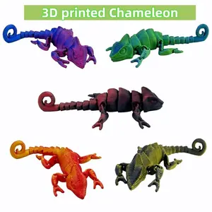 3D Printed Chameleon Set of 5, Full Joint Movement, Realistic Design, Perfect for Birthday Gifts, Home, Office, Store Decorations