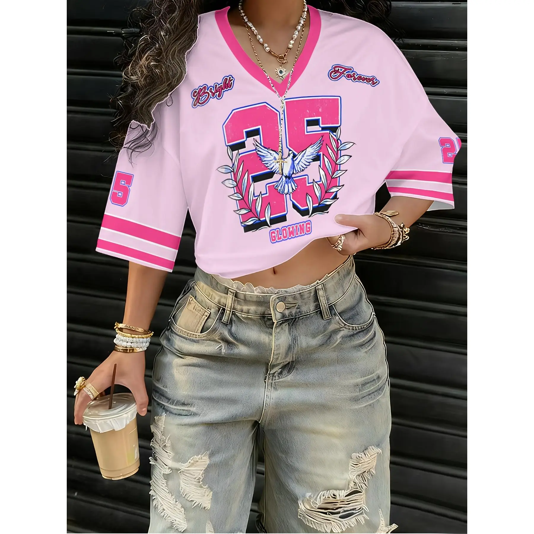 Women's Pink Cheerleading Jersey