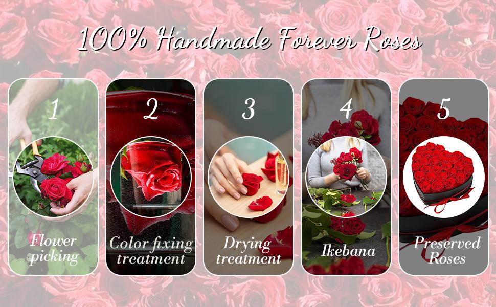 Preserved Roses Heart Shape Box Valentines Day Gifts for Her Mothers Day Forever Flowers (Red, 16 Roses)