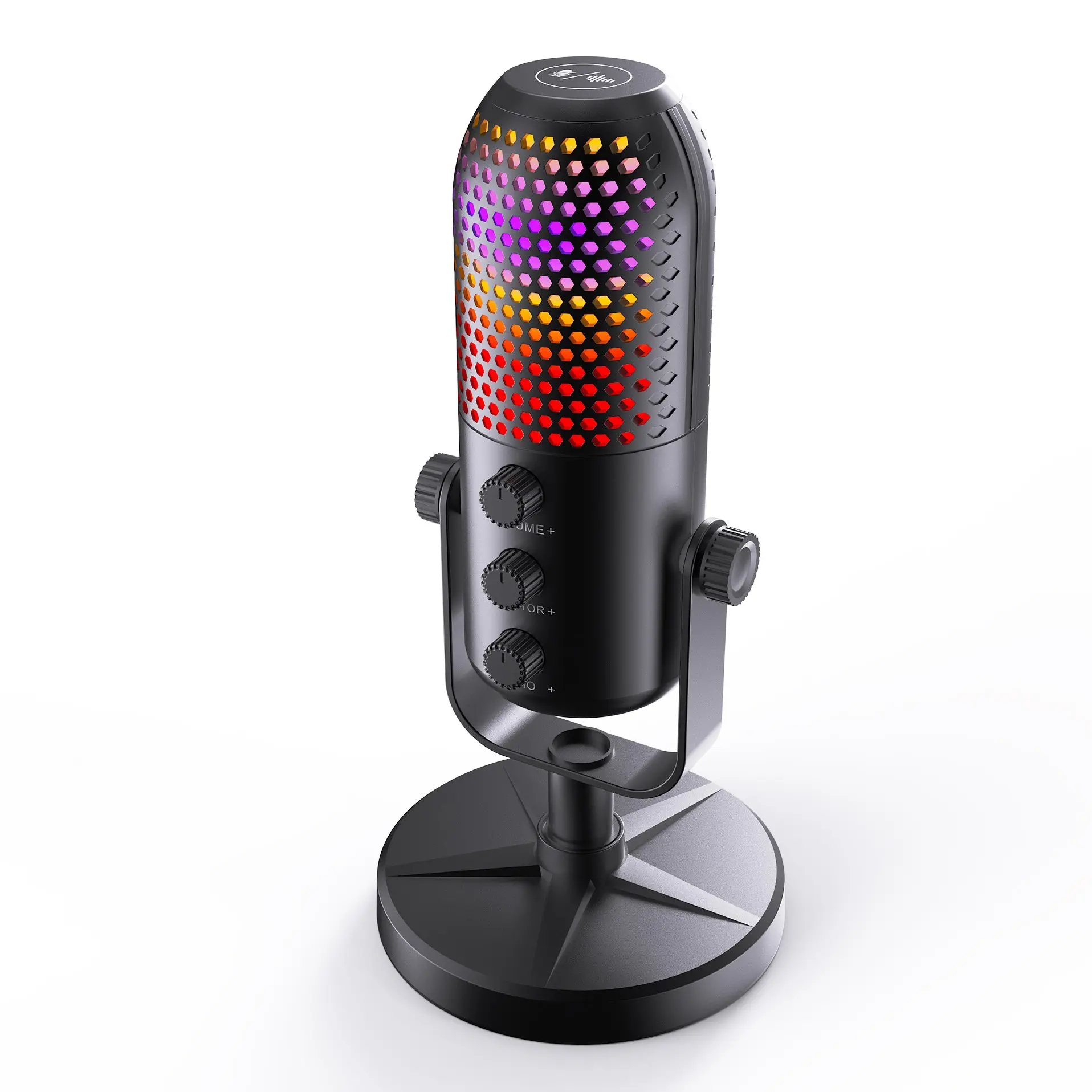 USB Game Condenser Microphone for PC Ps5, RGB Light Streaming Mic for Youtube Twitch Discord, Quick Mute Button, Gain Control, Ideal for Live Gaming