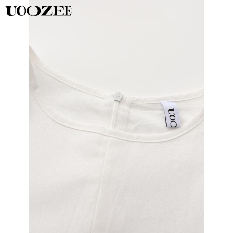 UOOZEE Women's Solid Color, Multicolor Sleeveless Wide Leg Jumpsuit with Pockets - Casual Loose Fit Overall Cotton Blend Minimalist Style Springtok Womenswear